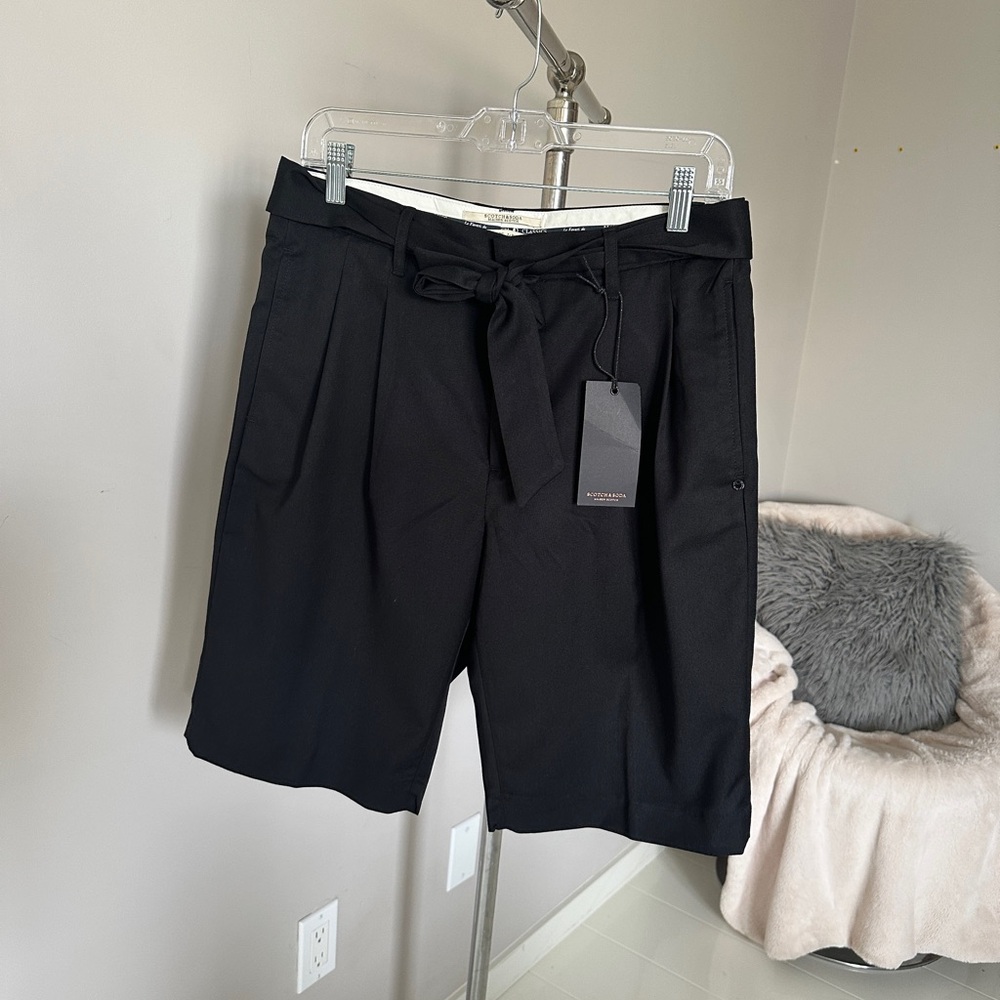Scotch & Soda Black Tailored Shorts with Belt